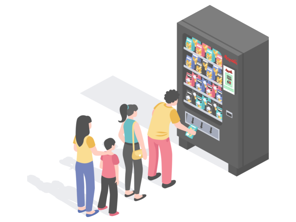 people with vending machine